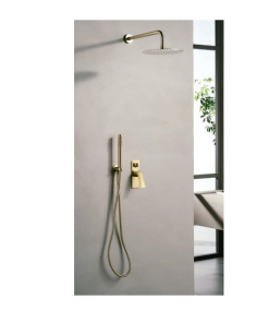 16099ZB ΣΕΤ ΕΝΤΟΙΧ. ΜΕ ΜΙΚΤΗ 2 ΕΞΟΔΩΝ-ΒΡΑΧΙΟΝΑ-ΚΕΦΑΛΗ-ΠΑΡΟΧ-ΤΗΛ-ΣΠΙΡΑΛ BRUSHED GOLD